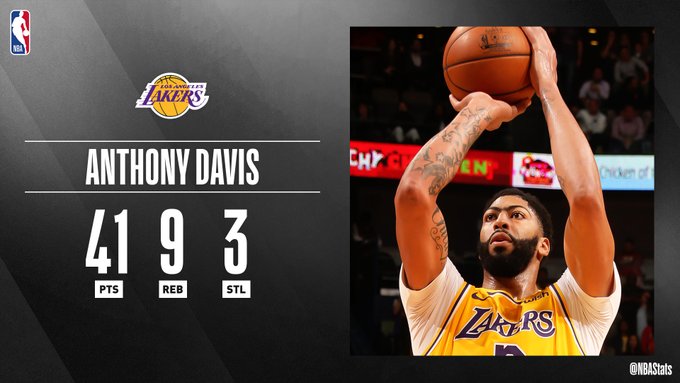 NBA官方评选最佳数据：戴维斯41分9板3断当选