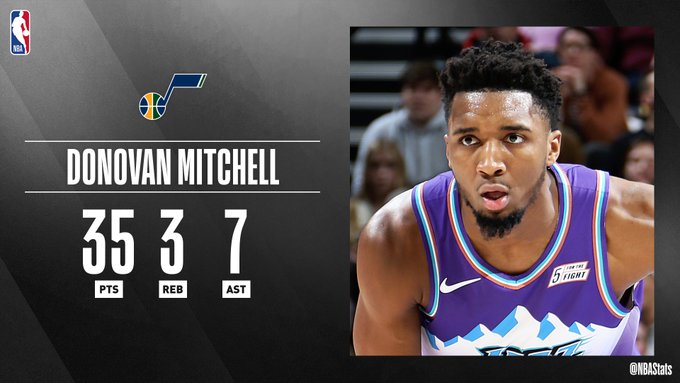 NBA官方评选最佳数据：米切尔35分3板7助攻当选
