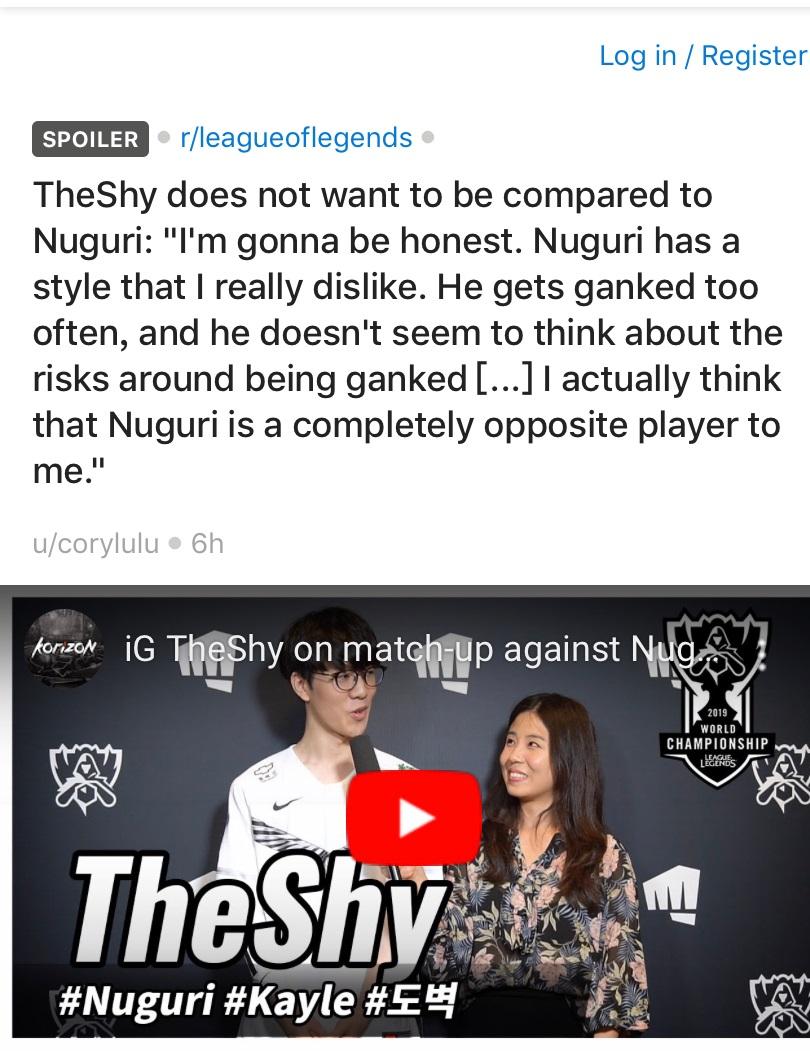Theshy直言：我和Nuguri风格不同 他太容易被Gank了